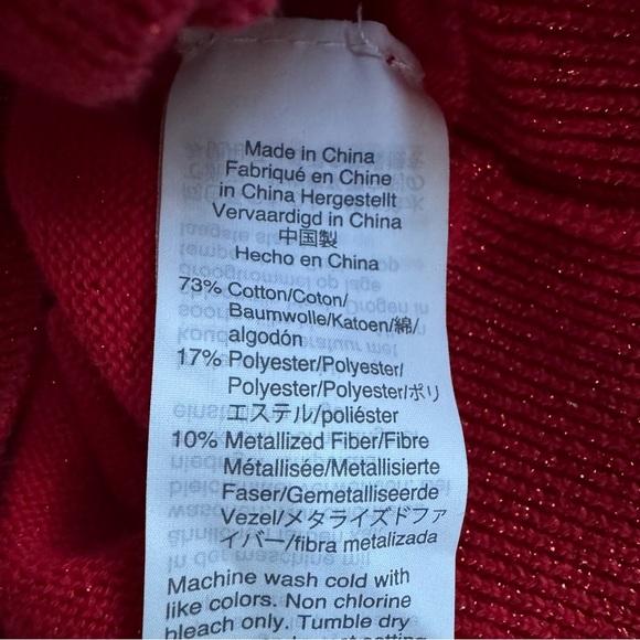 Crewcuts Red Metallic Cardigan Sweater Shiny Shimmering Girls 4-5 - Picture 3 of 5